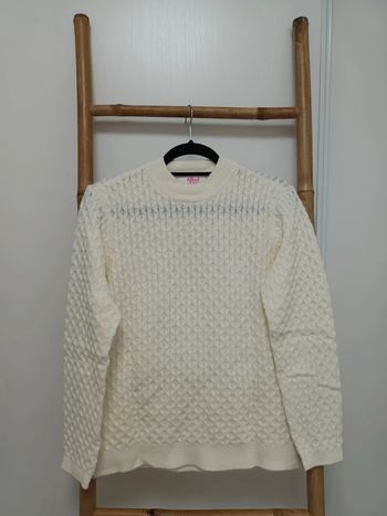 Pull chaud col montant maille épaisse Écru Afibel