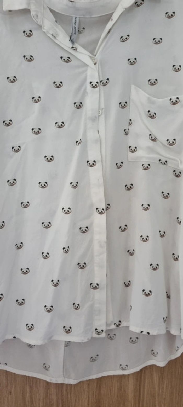 Chemise blanche avec petits pandas - Bershka - photo numéro 3
