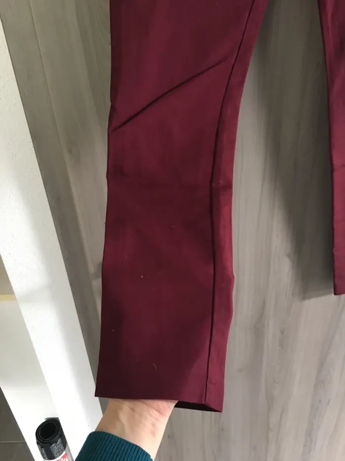 Pantalon cigarette bordeaux coupe 7-8 T.38 - photo numéro 5