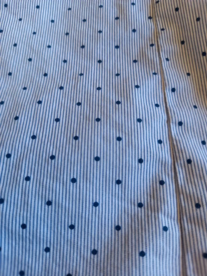 Chemisier blanc fines rayures et petit pois bleu - photo numéro 10
