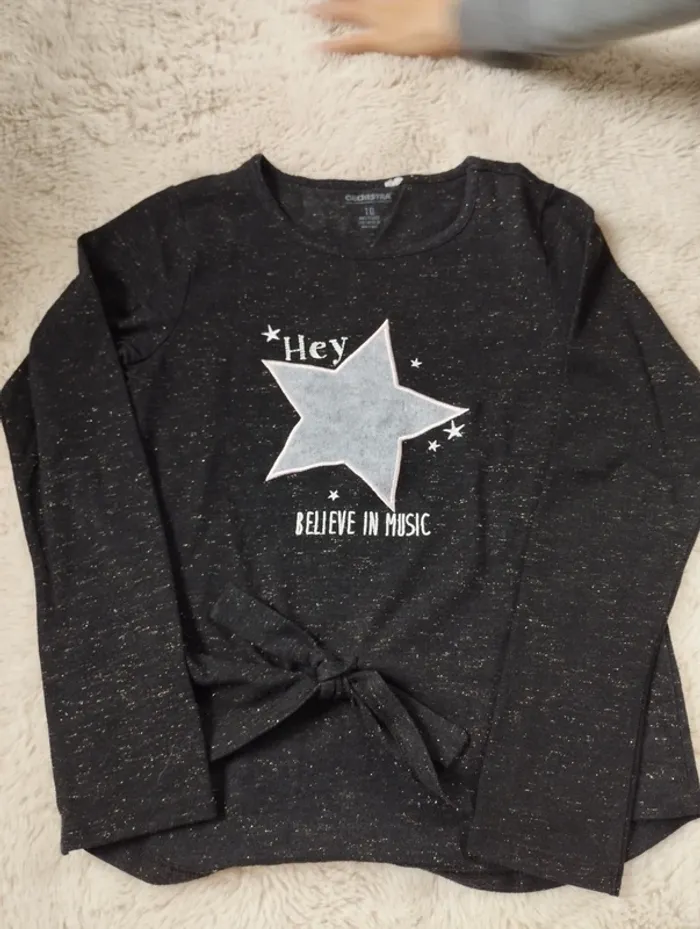 Tee shirt noir pailleté orchestra 10 ans - photo numéro 2