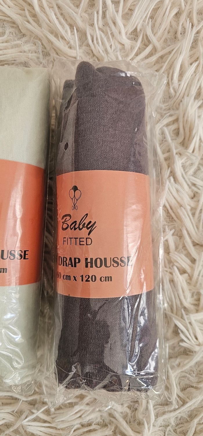 Lot de 2 draps housses 60×120 cm 100% coton Neufs - photo numéro 3