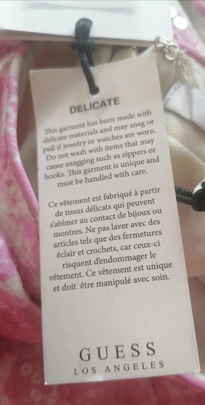 Robe de soirée à sequins rose blanc lacet Taille XS Guess - photo numéro 13