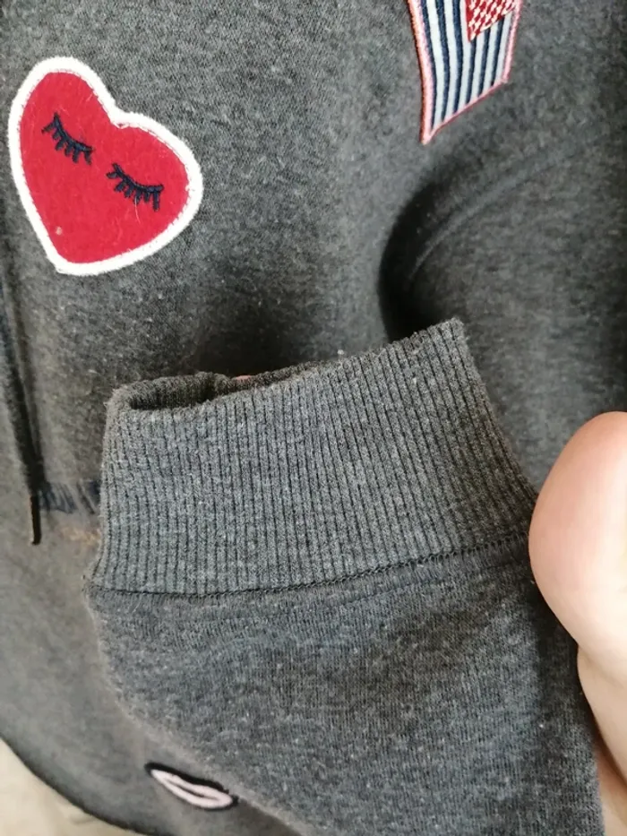 Sweat à capuche gris avec divers écussons / creeks / (M) - photo numéro 5