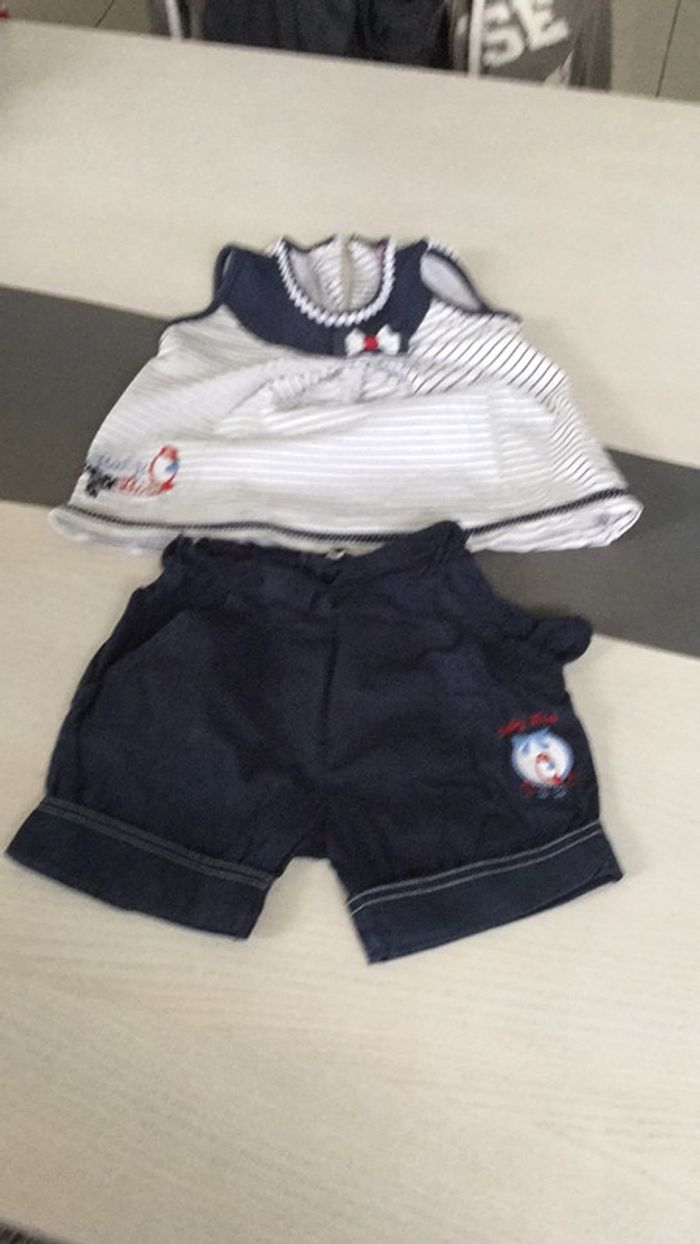 Ensemble marin débardeur et short 18m