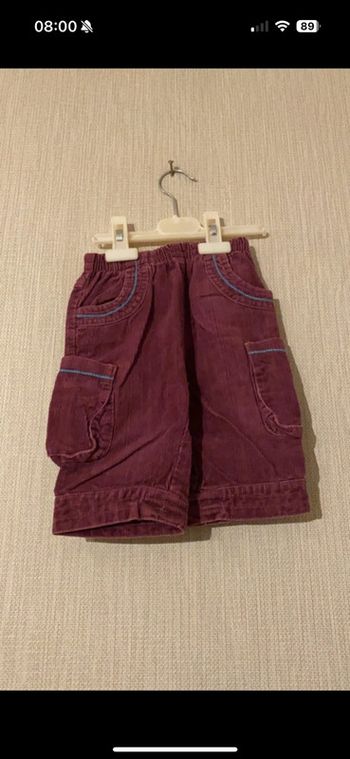 Pantacourt violet type velours Orchestra Taille 23 mois