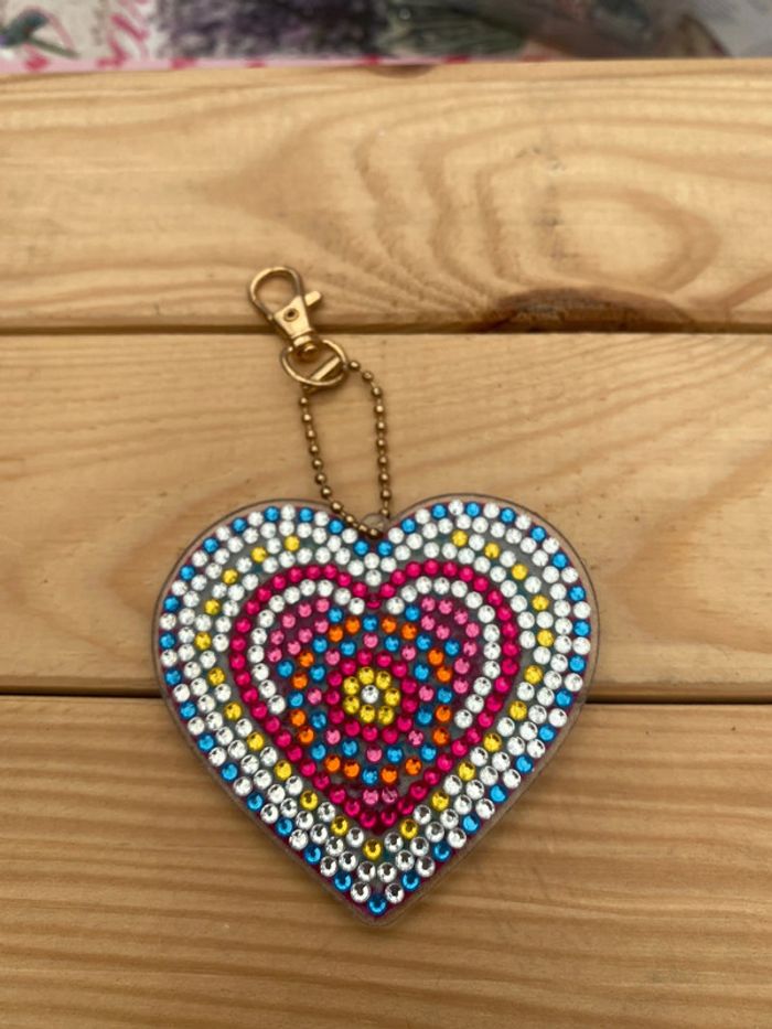 Porte clé recto/verso coeur 💓 en Diamond painting - photo numéro 3
