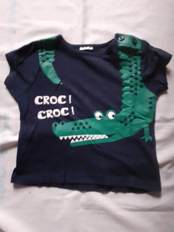 Tee shirt marine motif crocodile vert