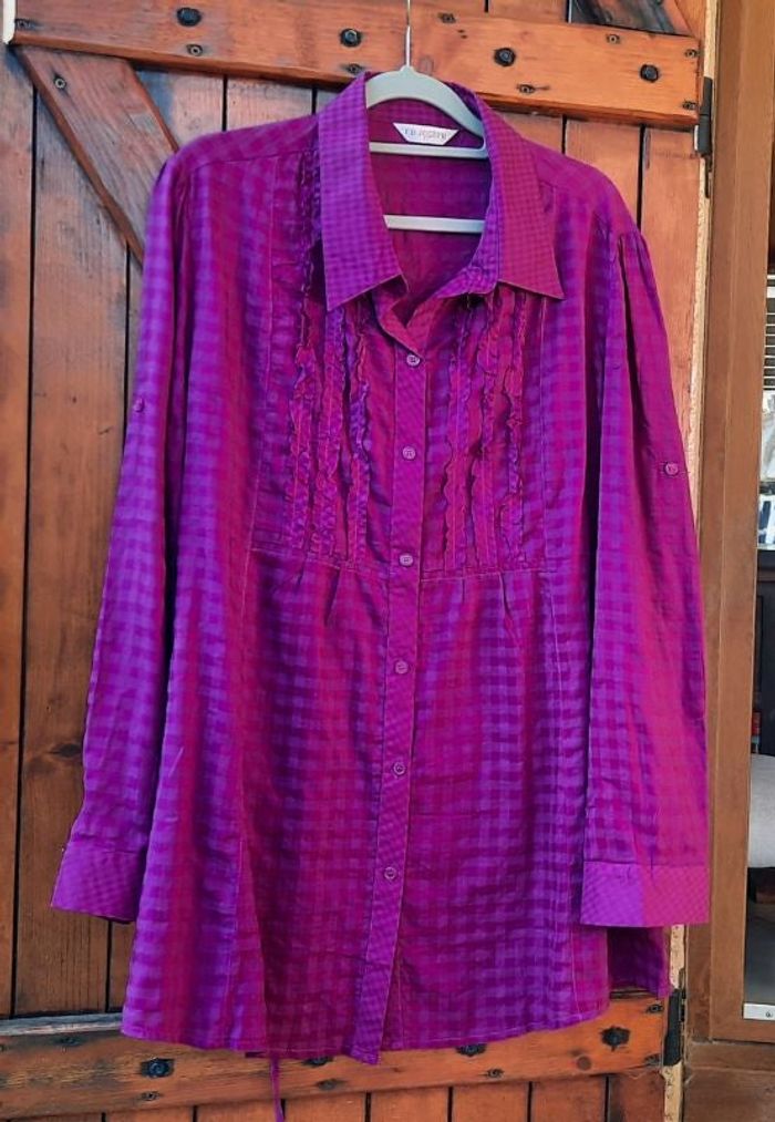 Blouse violine longue, taille 42