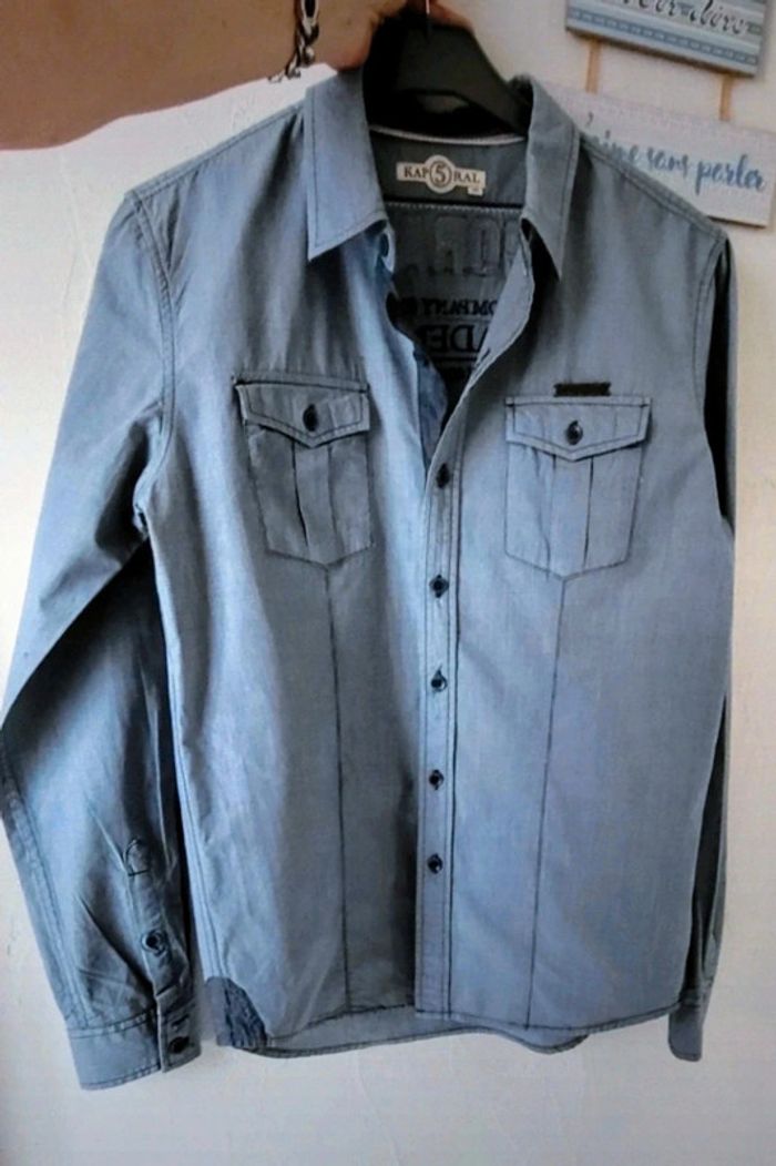 Chemise mixte bleue avec motif au dos. Kaporal. S36FR. 40IT 🥰 - photo numéro 3