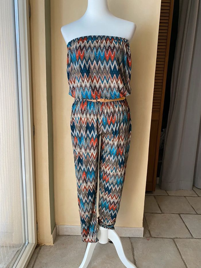 Combi pantalon bustier à motifs TU - photo numéro 3