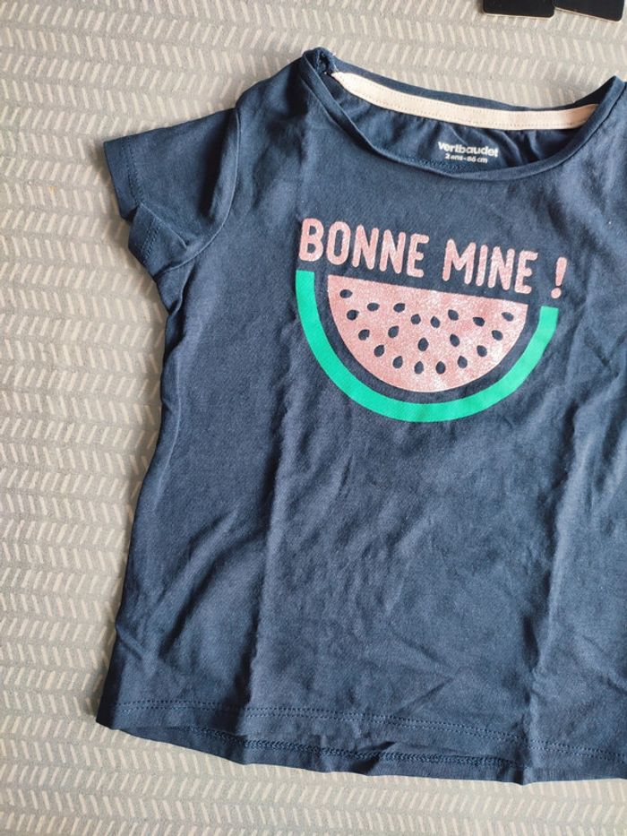 T-shirt manches courtes à effets paillettes pour fille – Taille 18 mois Marque : Vertbaudet - photo numéro 3