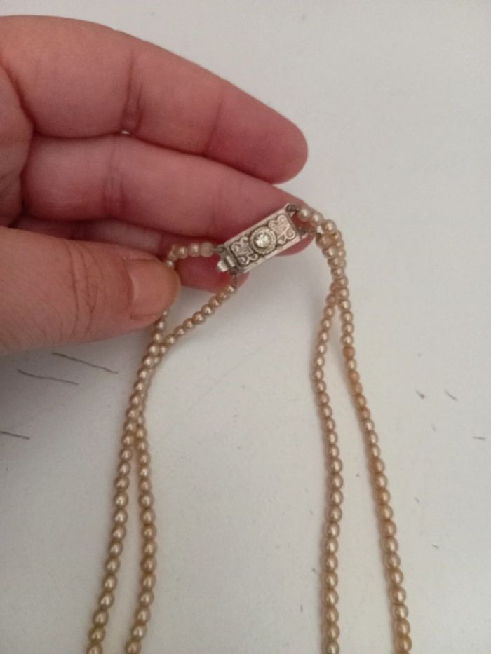 Collier double rang ancien perles joli fermoir - photo numéro 3