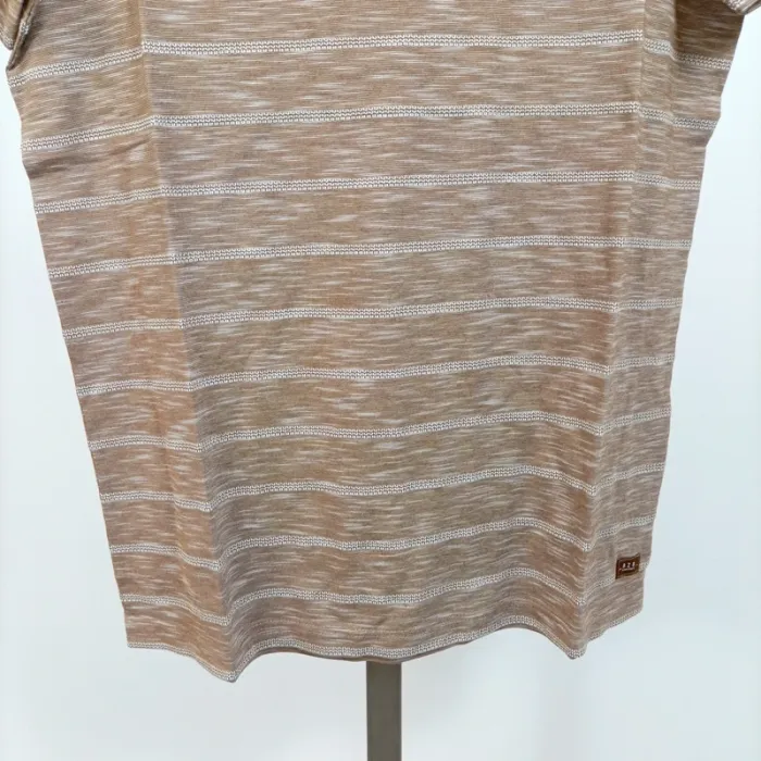 T-shirt Bizzbee rayé marron et beige col contrasté – neuf – taille M A1012 - photo numéro 4