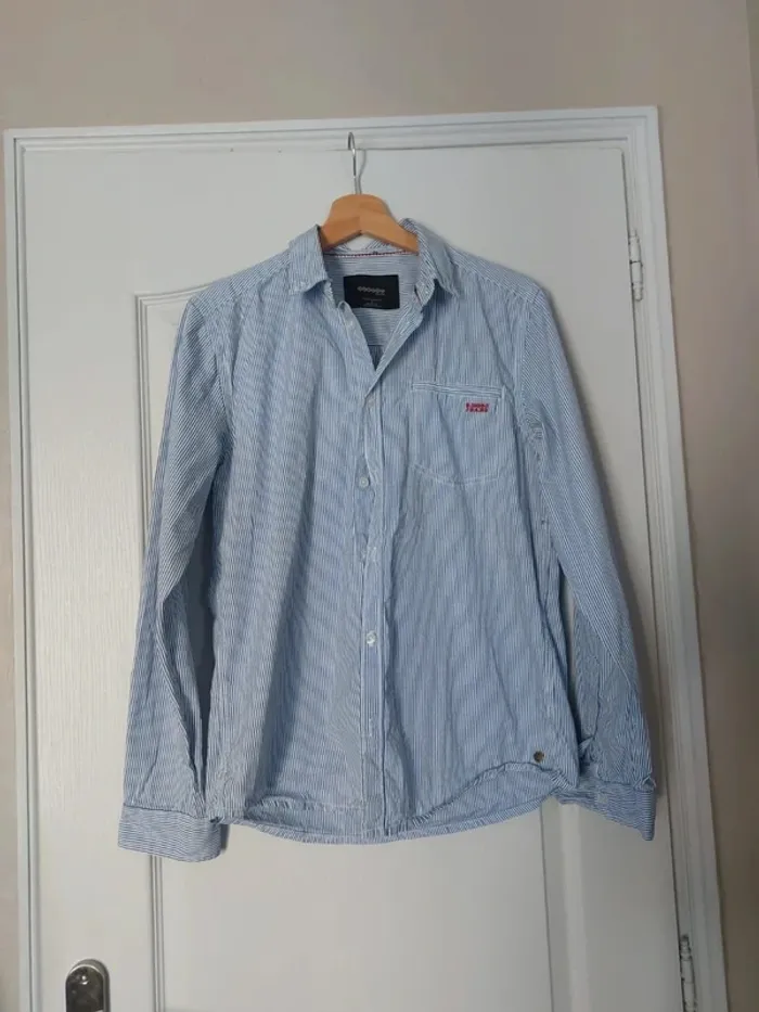 Chemise manches longues rayé bleu Bonobo