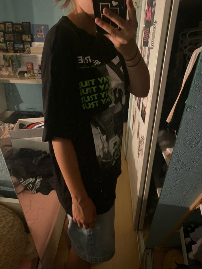 t shirt oversize shein noir à dessin imprimé - photo numéro 4