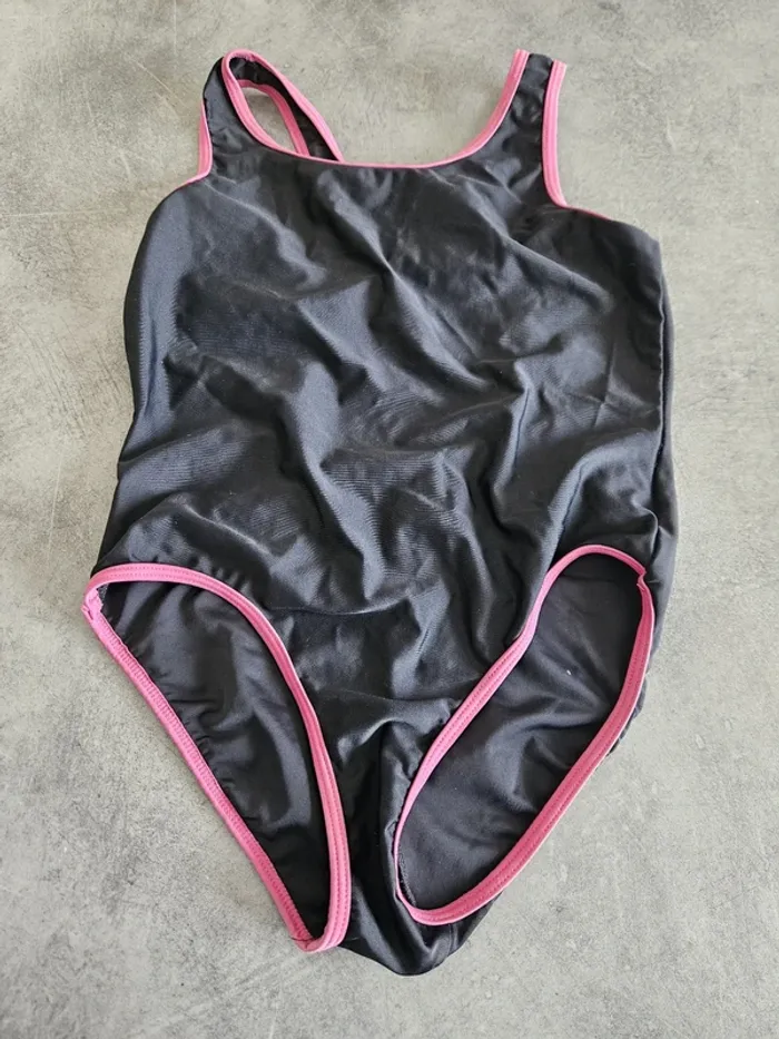 Maillot de bain 1 pièce fille - Taille 14 ans - Noir et rose - photo numéro 2