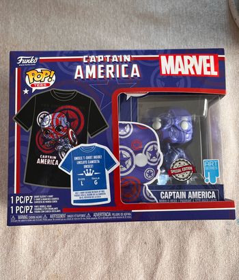Coffret Funko pop et t shirt captain america marvel