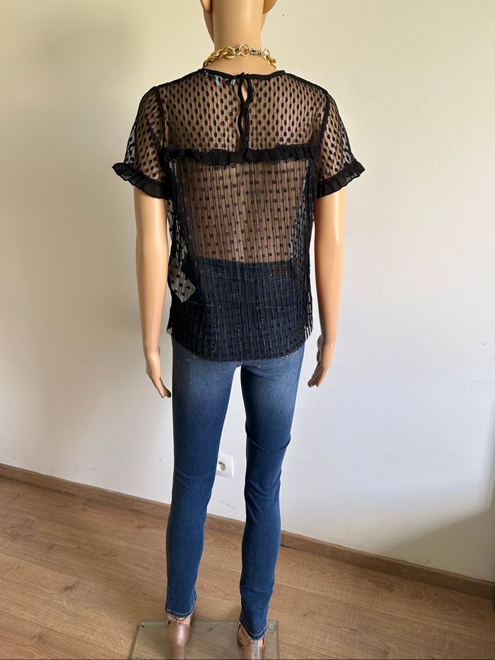 Blouse noire transparente en plumetis Morgan taille XS jamais portée - photo numéro 6