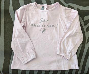 Tee-shirt fille rose à manches longues Taille 86 cm / 18 mois à 2 ans