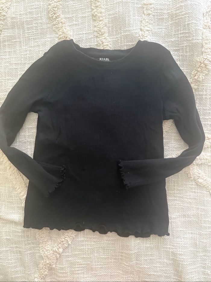Haut côtelé fille 5 ans noir Kiabi