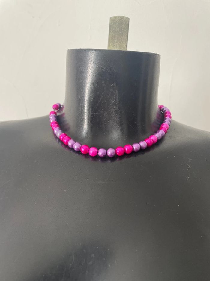 Collier rose et violet, ses mains taille unique - photo numéro 2