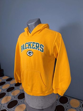 sweat a capuche / Hoodie nfl - taille 14- 16 ans - enfant - jaune brodé / packers (387)