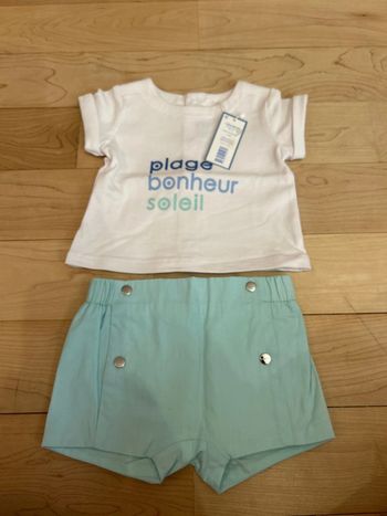 Ensemble short t-shirt Jacadi 1 mois
