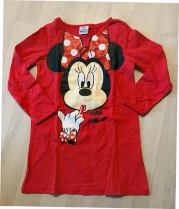 Robe Minnie 3/4 ans rouge à paillettes et manches longues