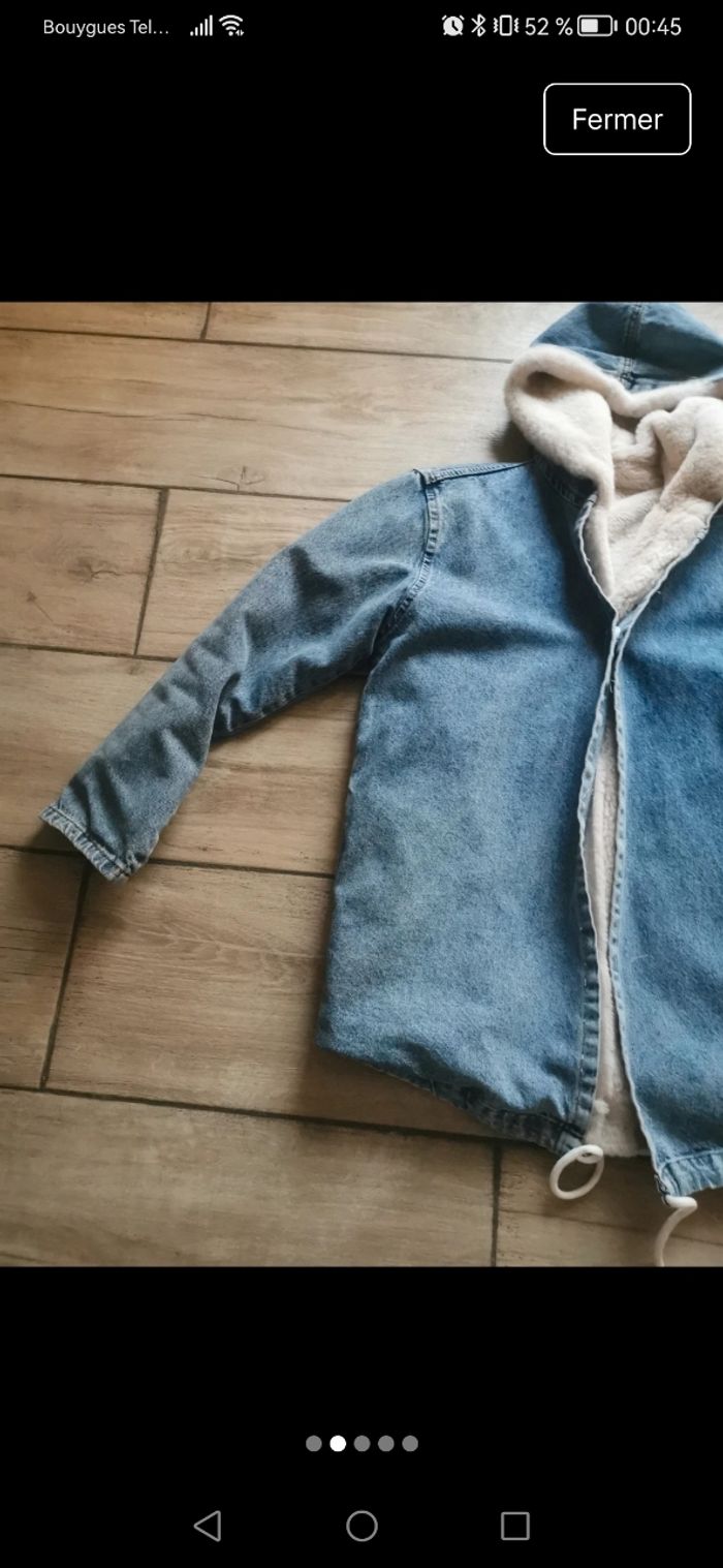Manteau jean fourré chaud - photo numéro 4