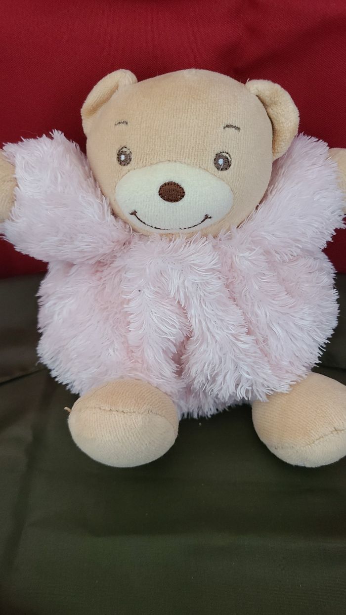 Kaloo doudou ours boule fourrure rose