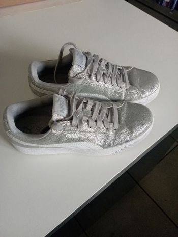 Basket puma brillante argentée