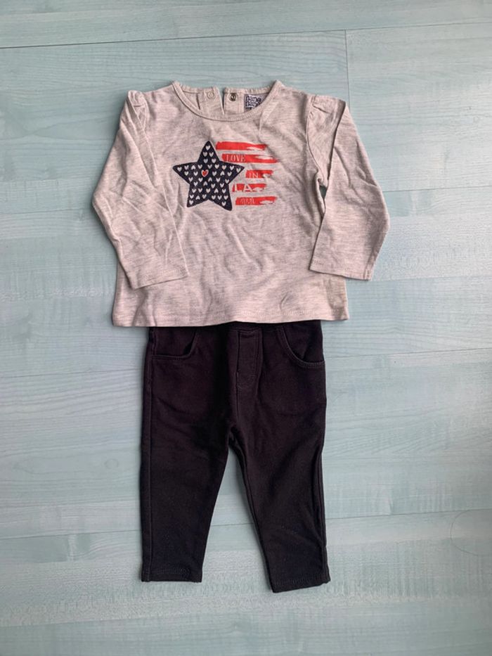 Ensemble pantalon t shirt fille nano nanette 6 mois