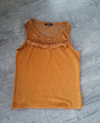 Top avec dentelle et franges moutarde/ocre vintage y2k taille 38