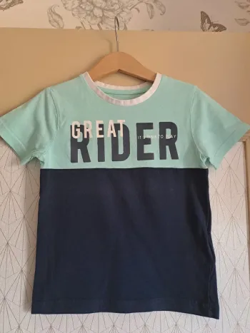 T-shirt garçon 5 ans gemo marine turquoise comme neuf