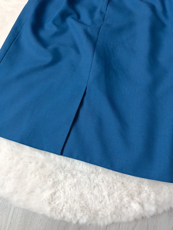Jupe droite bleu roi avec ceinture vintage taille 40 (midi) - photo numéro 6