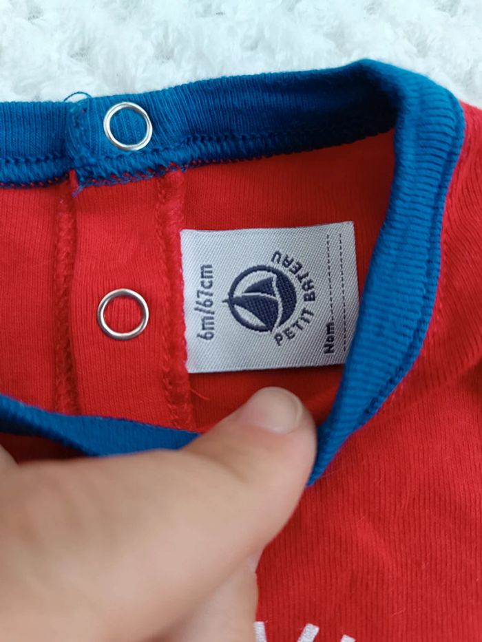 🔸 T-shirt Manches Courtes Rouge - Petit Bateau 6 Mois🔸 - photo numéro 2