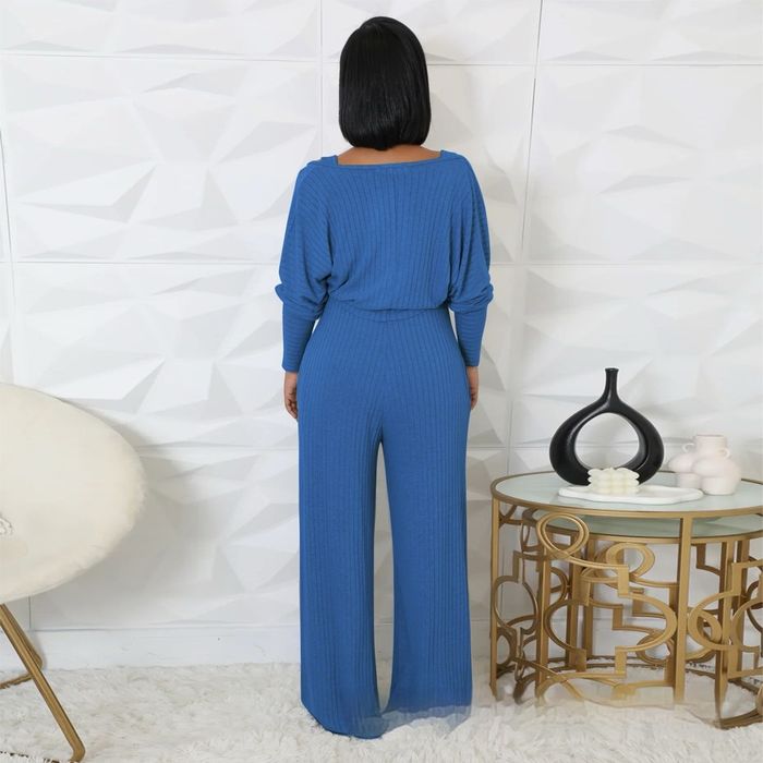 Ensemble de combinaison à manches longues côtelées pour femmes - photo numéro 7