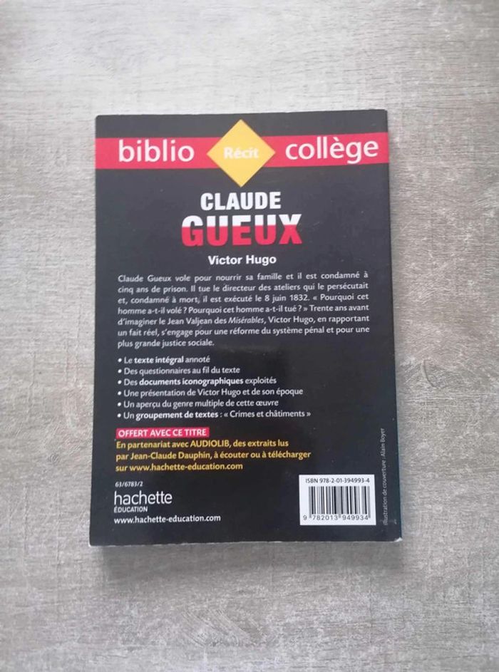 Livre Biblio Collège Claude Gueux Victor Hugo - photo numéro 3