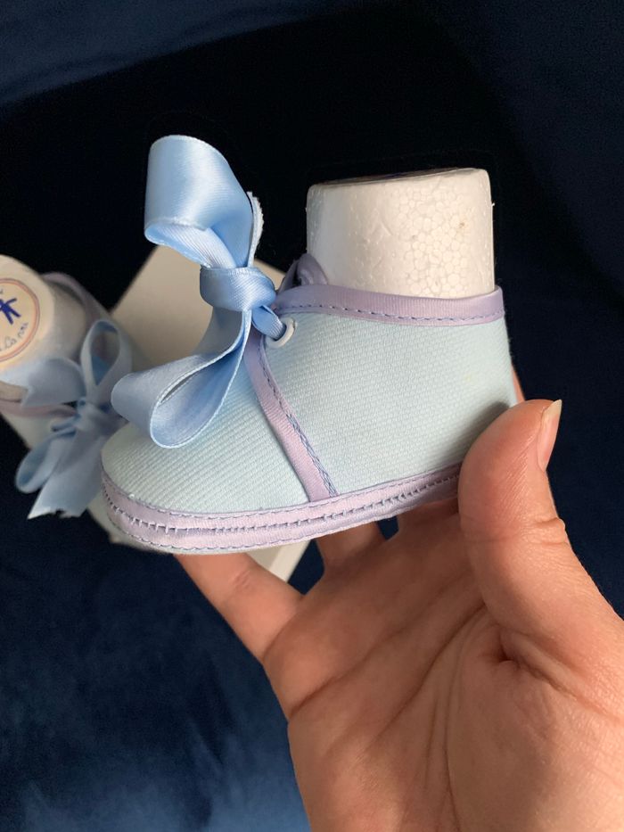 Chaussures bébé nouveau né 100% coton finitions à la main - photo numéro 3