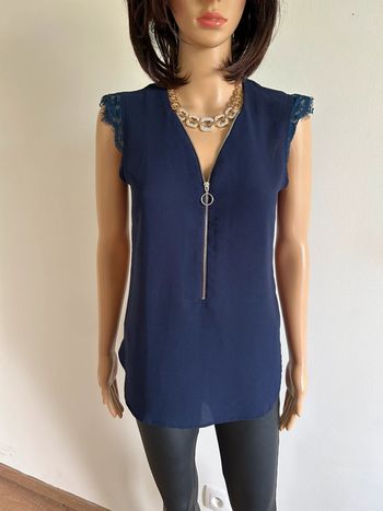 Blouse bleue marine à manches courtes Morgan taille 36 excellent état