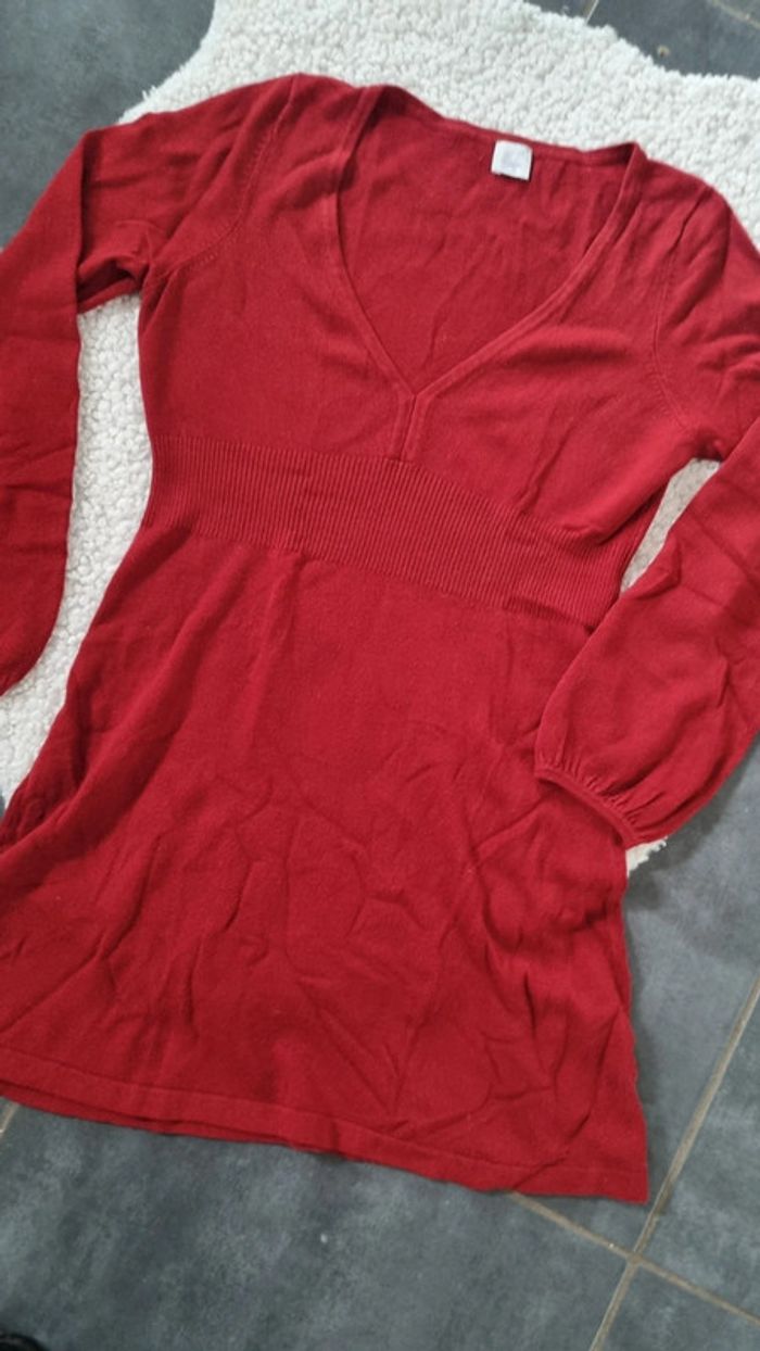 Robe camaïeu bordeaux ' rouge T3 40 42 parfait état - photo numéro 3