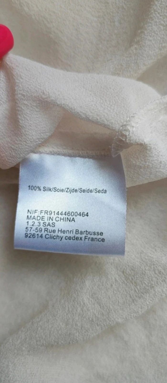 Chemise Chemisier écru 123 Un Deux Trois 100% soie T44 détail dentelle transparent neuf - photo numéro 8