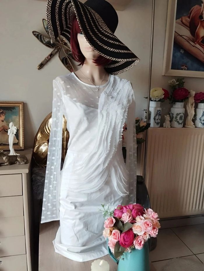 🌿Robe Satinée Dentelle Plumetis & Froufrous I'cona T34/36🌿