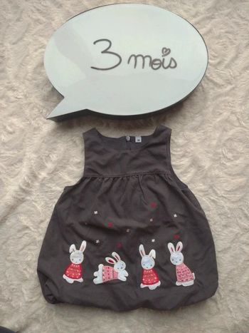 Robe boule doublée Fille 3 mois les petits lapins et les étoiles