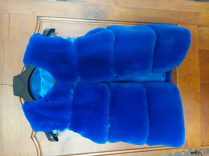 Gilet femme poils bleu