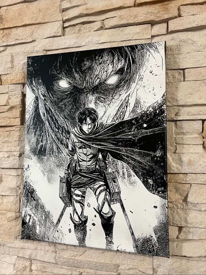 Tableau L’Attaque des Titans en toile 30x40cm – Levi face au Titan Assaillant - photo numéro 3