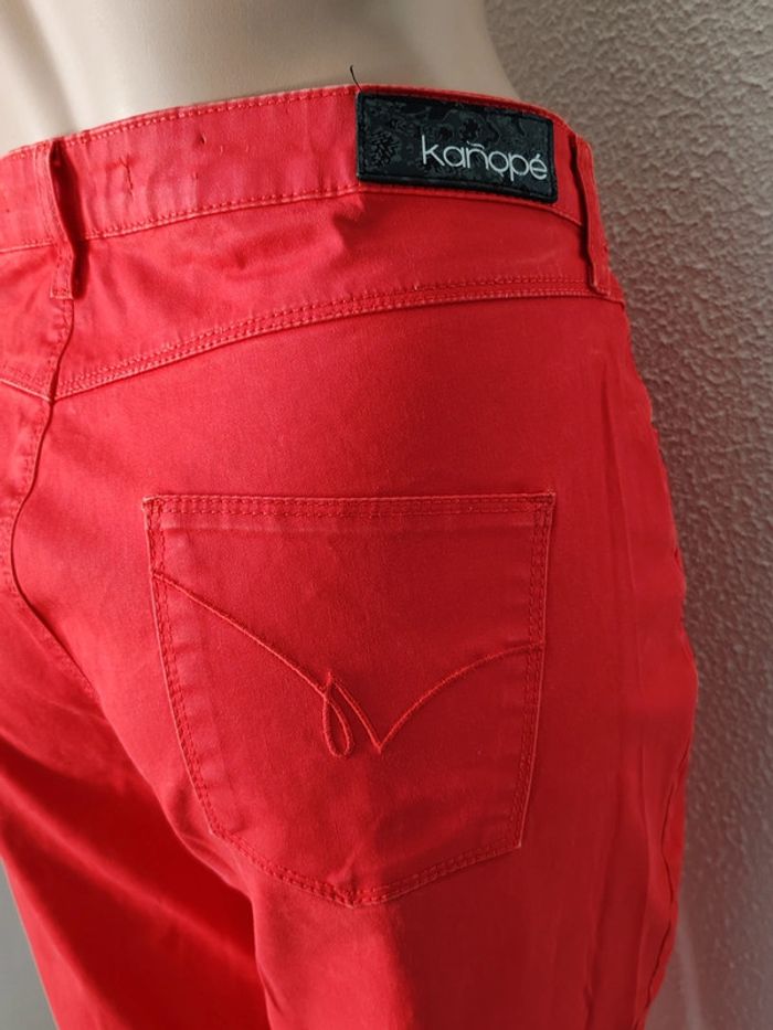 Pantalon enduit skinny rouge - photo numéro 5