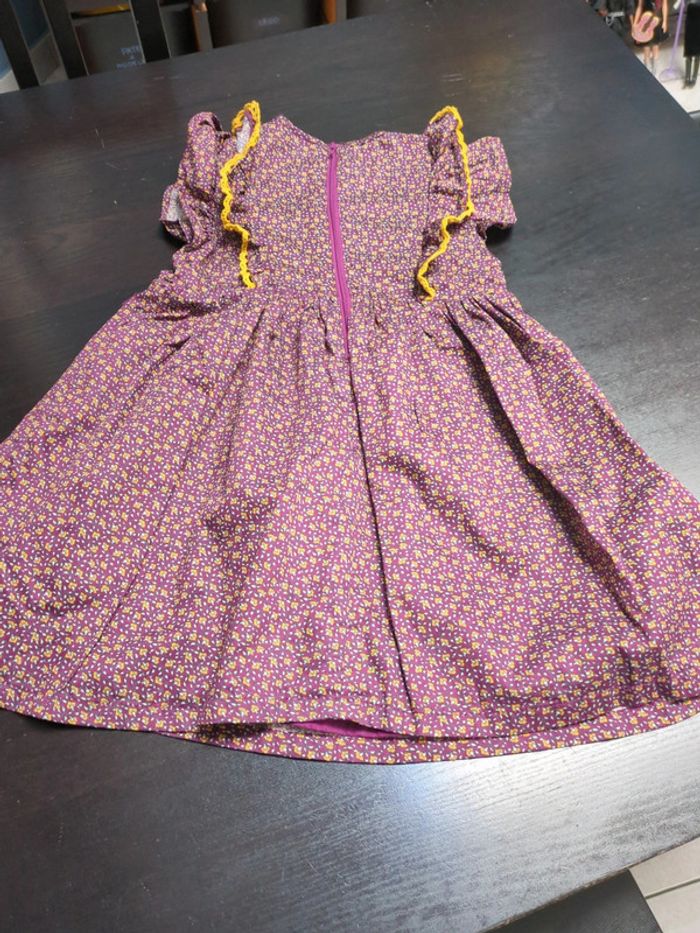 Robe violette jaune dentelle élégante chic cérémonie provençale champetre mariage 6 ans fleur - photo numéro 4