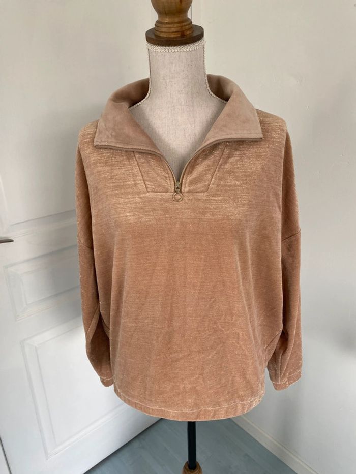 Sweat zippé rosé pailleté i.code XL